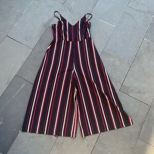 Design Lab Striped Jumpsuit/Romper (M) Black, red and‎ white